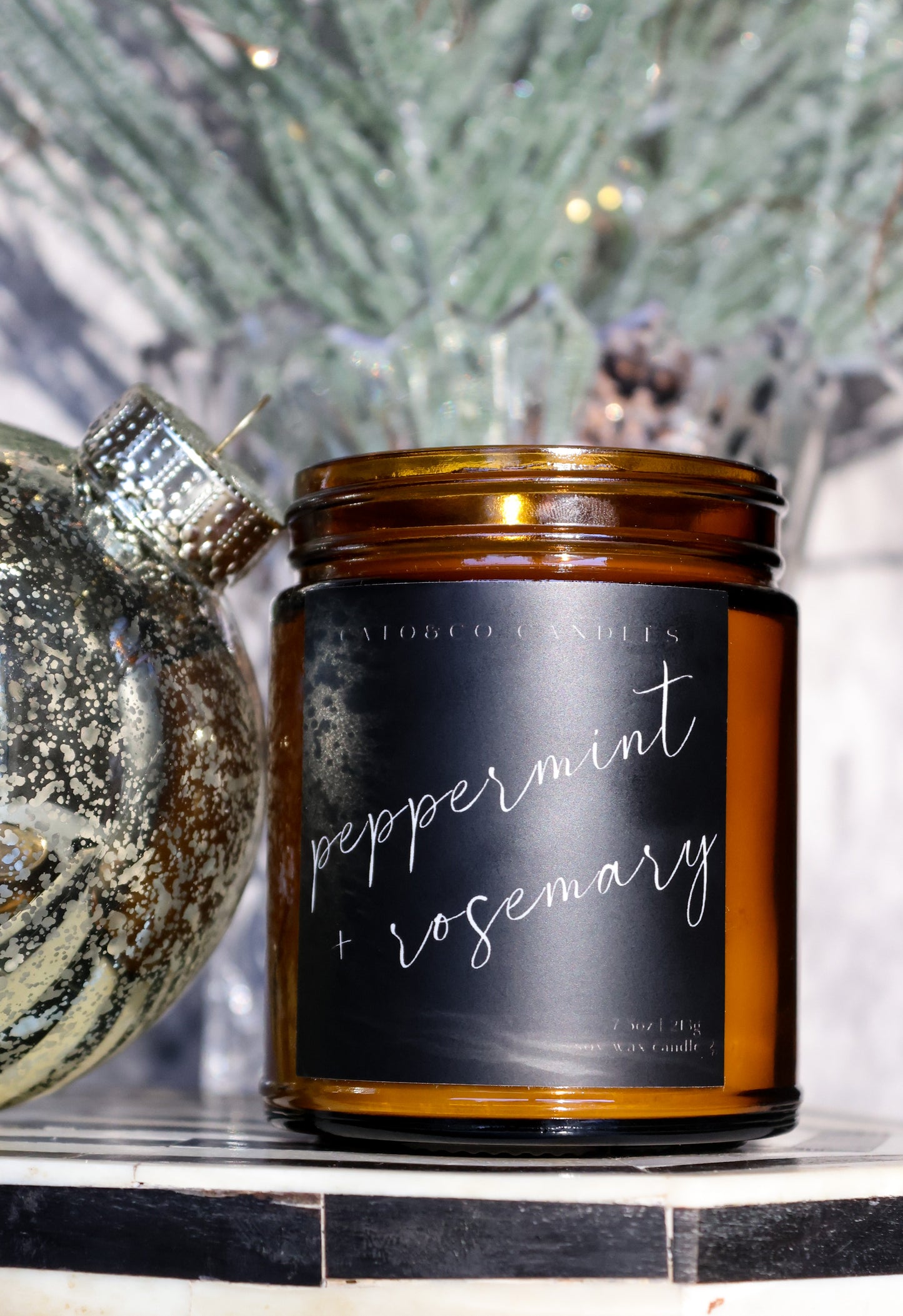 Peppermint + Rosemary | Amber Jar Candle